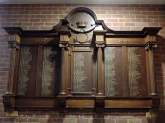The Queen’s College Honour Board, containing the names of all three Smith boys,