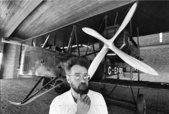 Man standing in front of vickers vimy 