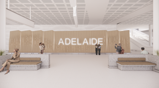 render of Adeladie Airport international arrivals