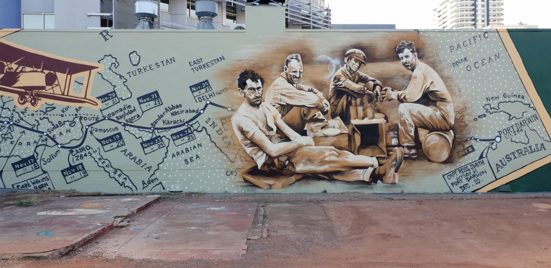 mural of 4 boys 