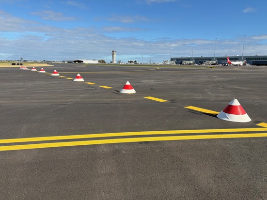 newly painted lines on runway