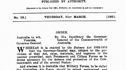 Australian Airforce establishment documentation 