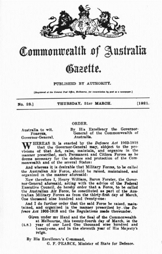 Australian Airforce establishment documentation 
