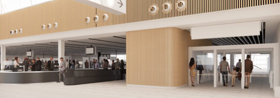 Aerial render of Adelaide Airport new checkin hall