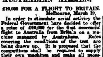 Australian Government Announces a Great Air Race
