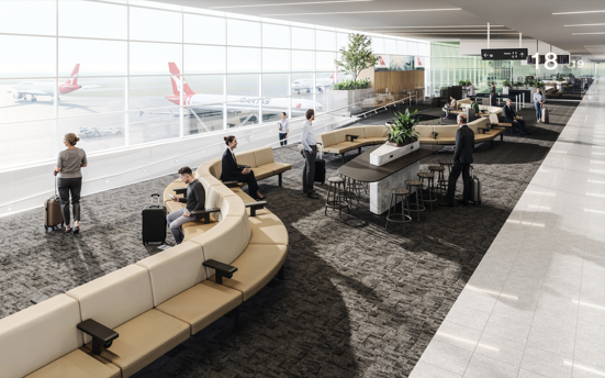 render of Adelaide Airport new gate lounges