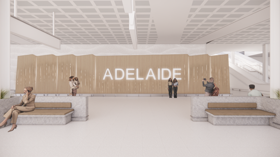 render of Adeladie Airport international arrivals