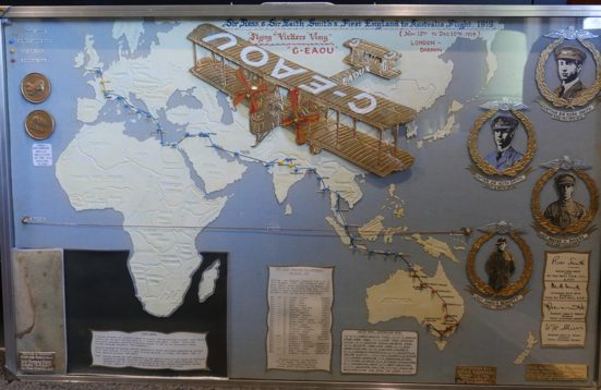 Framed artwork with original fabrics used on the Vimy 